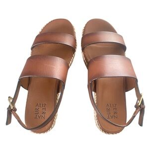 Brown Naturalizer Leather Platform Espadrille Sandals Women's Size 10